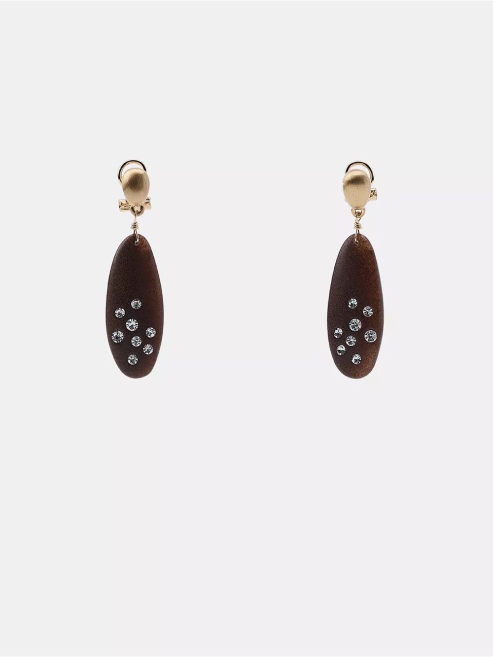 Zara GoldBrown Crystal Wood Effect Earrings